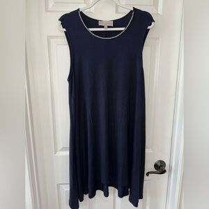 Philosophy PXL Sleeveless Shift Dress Navy Embellished Neckline Asymmetrical